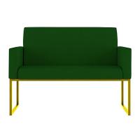 Kit 2 Poltronas + Namoradeira Lugares Recepção Base Dourada Verde - 5