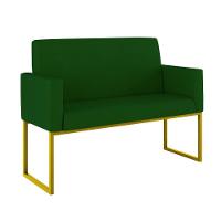 Kit 2 Poltronas + Namoradeira Lugares Recepção Base Dourada Verde - 6