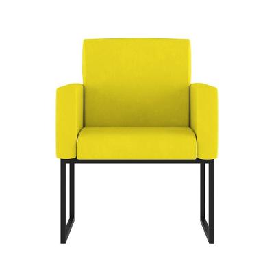 Poltrona Moderna Com Base De Ferro Balaqui Decor Amarelo