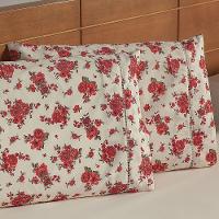 Jogo De Lençol Casal Padrão 3 Peças Esmeralda 100% Algodão Percal 150 Fios Cor:vermelho