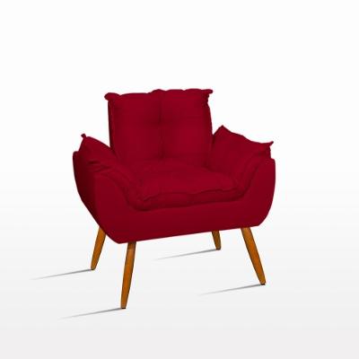 Poltrona Decorativa Opala Suede Fibra Siliconada Vermelho Balaqui Decor