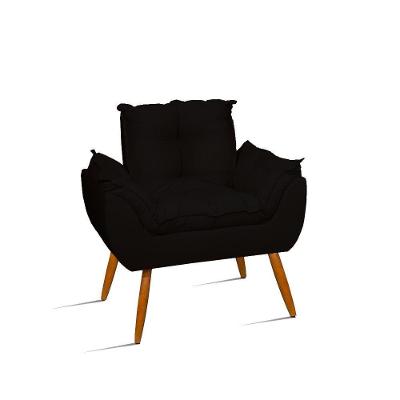 Poltrona Decorativa Opala Suede Fibra Siliconada Preto Balaqui Decor