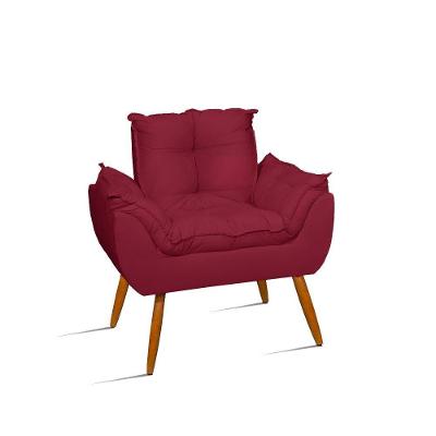 Poltrona Decorativa Opala Para Sala Suede Cor Marsala Balaqui Decor