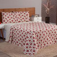 Kit Cobre Leito E Jogo De Lençol Queen 4 Peças Esmeralda 100% Algodão Percal 150 Fios Cor:vermelho