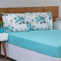 Jogo De Lençol Queen 3 Peças Esmeralda 100% Algodão Percal 150 Fios Cor:verdetiffany - 3