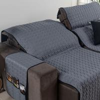 Protetor De Sofá Assento 2,20m Retrátil Shield 100% Poliéster Hipercal 400 Fios Cor:cinzapreto - 3