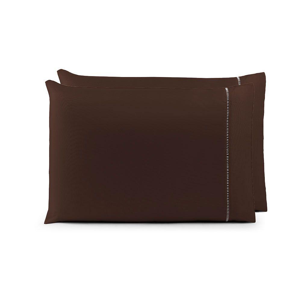 Par De Fronhas 70cm X 50cm 2 Peças Laura 100% Poliéster Toque Percal 200 Fios Cor:tabaco - 1