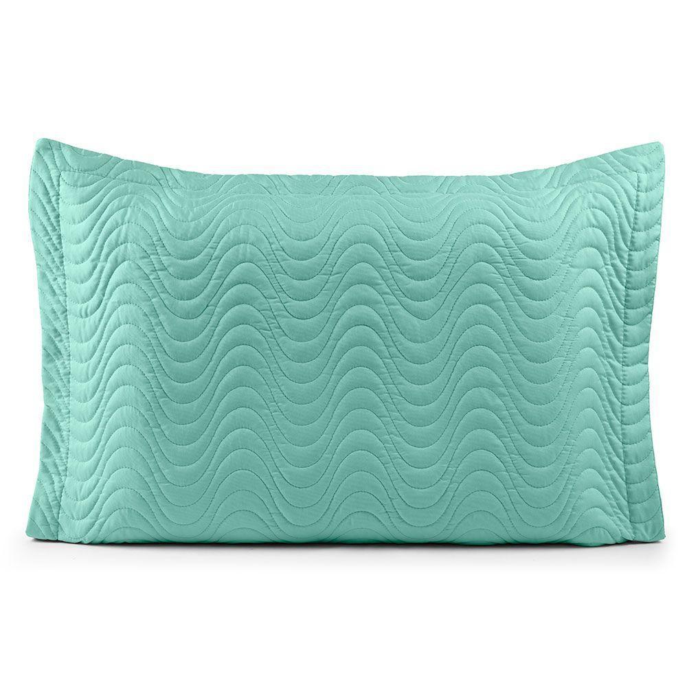 Porta Travesseiro Avulso 70cm X 50cm Com Debrum 1 Peça Laura Matelado 100% Poliéster Toque 200 Fios Cor:verdetiffany - 1