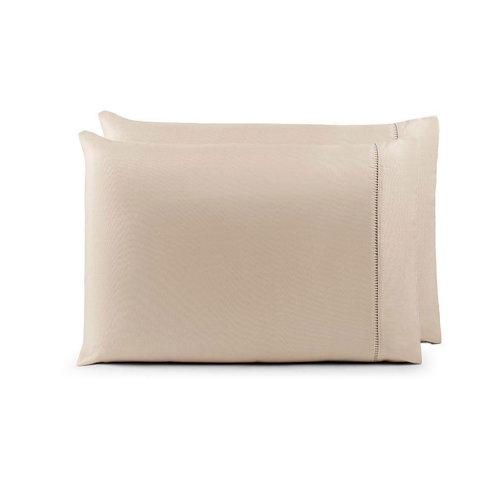 Par De Fronhas 70cm X 50cm 2 Peças Laura 100% Poliéster Toque Percal 200 Fios Cor:cáqui - 1