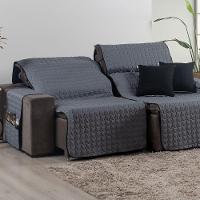 Protetor De Sofá Assento 1,80m Retrátil Shield 100% Poliéster Hipercal 400 Fios Cor:cinzapreto - 2