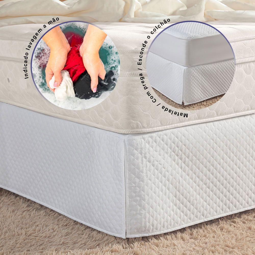 Saia Para Box De Colchão Queen 1 Peça Matelada 100% Poliéster - Branco - 4
