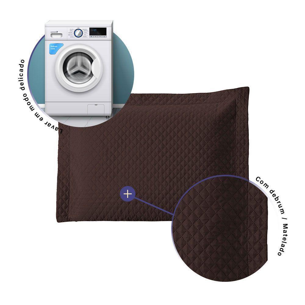 Porta Travesseiro Avulso 70cm X 50cm 1 Peça Prime Ultrassônico 100% Poliéster Cor:marrom - 1