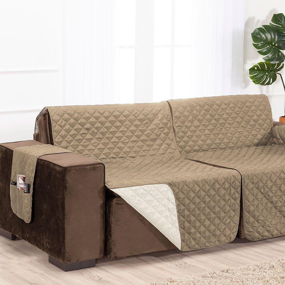 Protetor De Sofá Assento 2,20m Retrátil 100% Poliéster Cor:palhacáqui - 3
