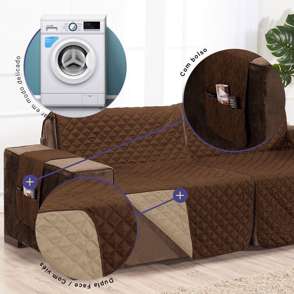 Protetor De Sofá Assento 1,80m Retrátil 100% Poliéster Cor:tabacocáqui - 6