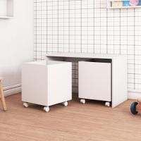 Mesa C/ 2 Baú Organizador De Brinquedos P/ Quarto De Criança Branco - 6