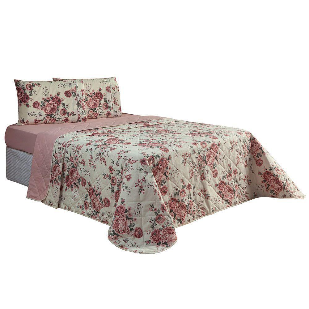 Cobre Leito Solteiro 1 Peça Esmeralda 100% Algodão Percal 150 Fios Cor:rosê - 1