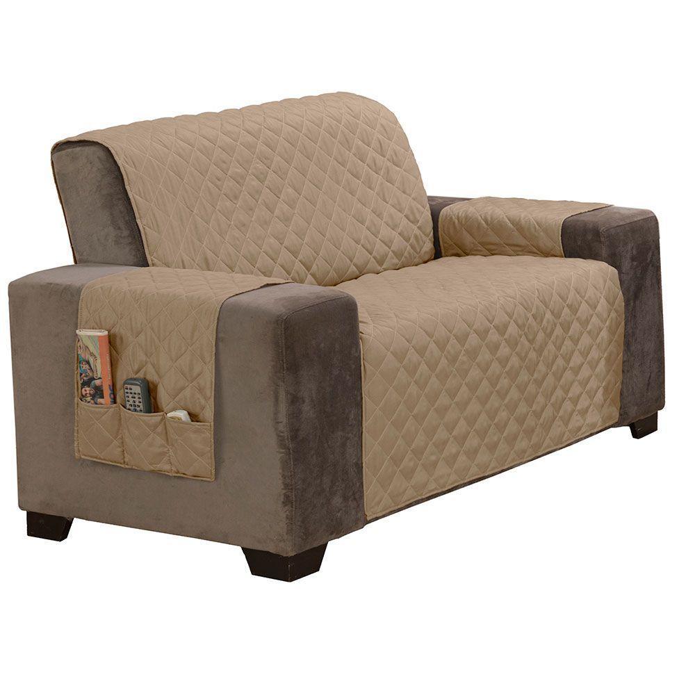 Protetor De Sofá King 2 Lugares Classic 100% Poliéster Cor:cáqui - 1