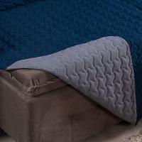 Protetor De Sofá Assento 2,40m Retrátil Shield 100% Poliéster Hipercal 400 Fios Cor:marinhocinza
