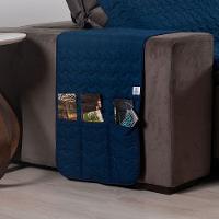 Protetor De Sofá Assento 2,40m Retrátil Shield 100% Poliéster Hipercal 400 Fios Cor:marinhocinza - 5