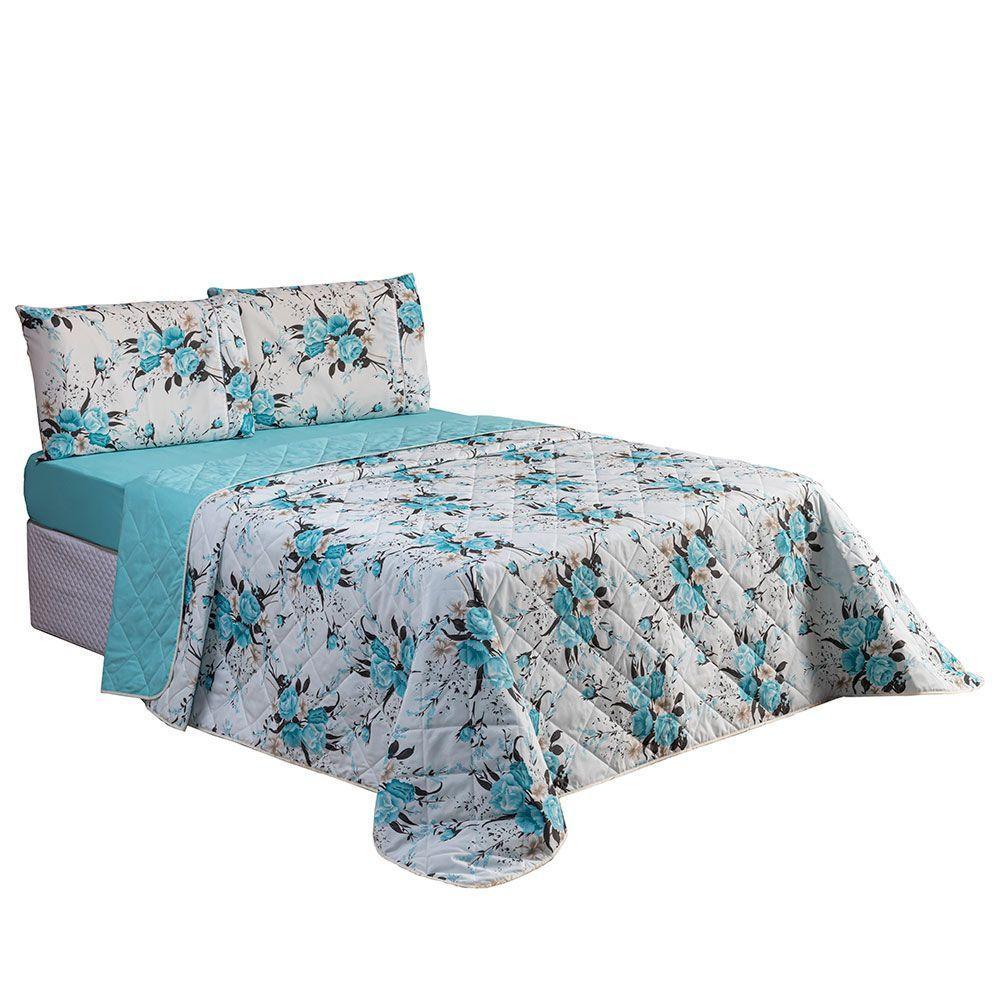 Cobre Leito Queen 1 Peça Esmeralda 100% Algodão Percal 150 Fios Cor:tiffany - 1
