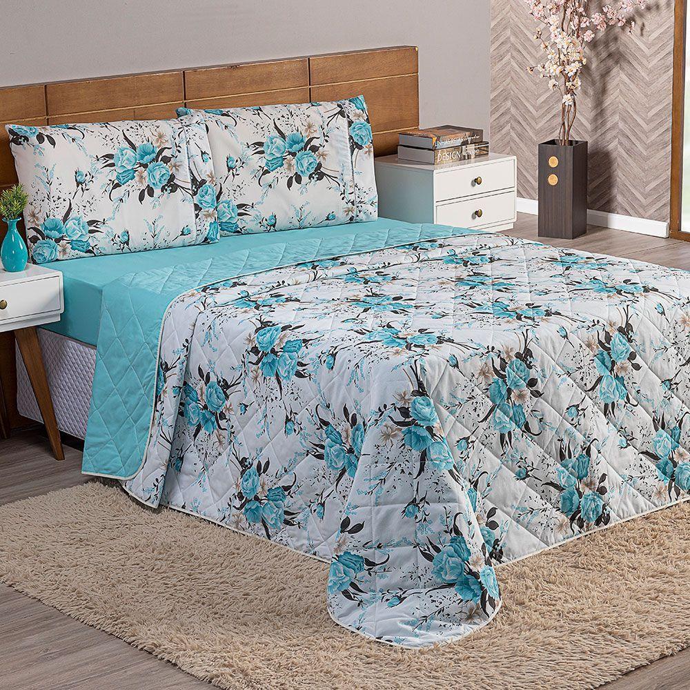 Cobre Leito Queen 1 Peça Esmeralda 100% Algodão Percal 150 Fios Cor:tiffany - 2