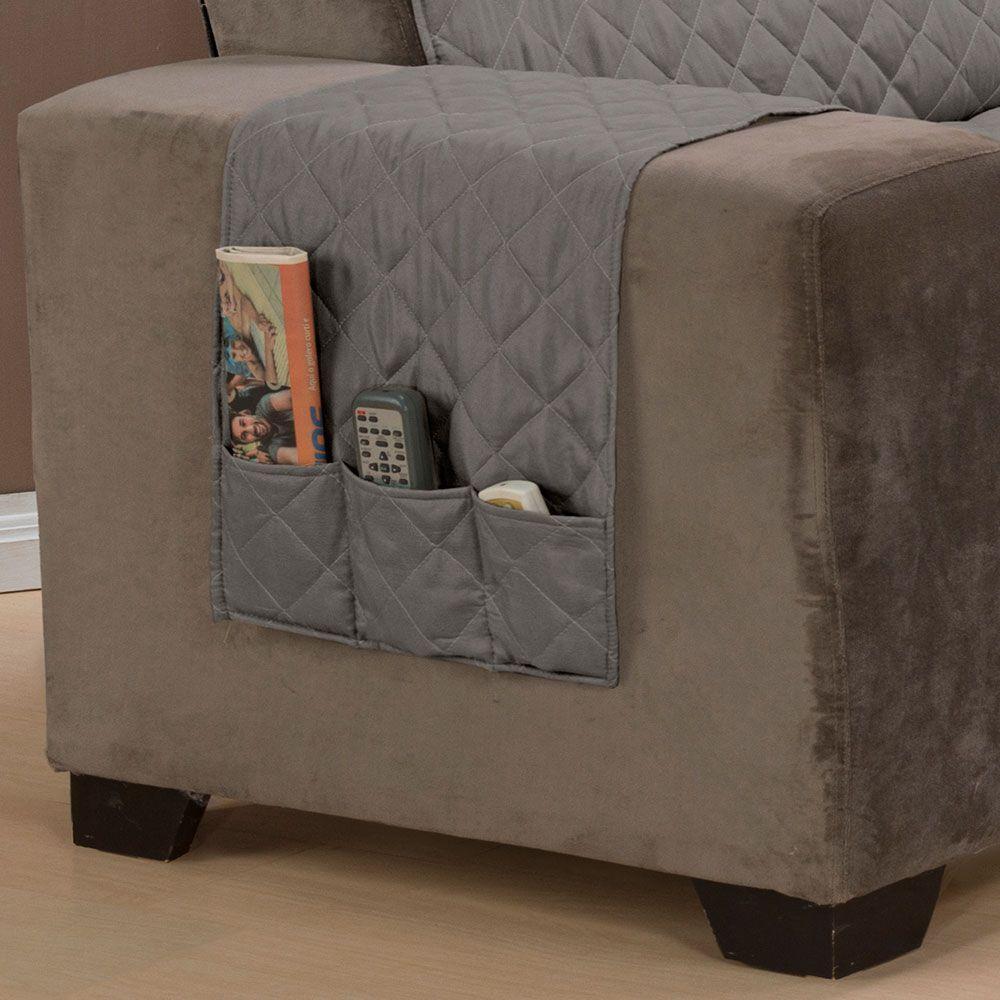 Protetor De Sofá King 2 Lugares Classic 100% Poliéster Cor:cinza - 3