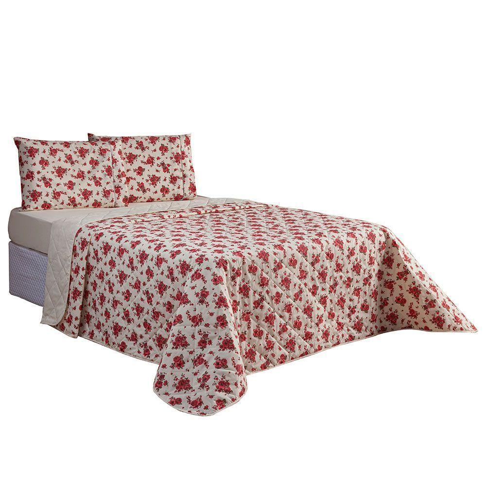 Cobre Leito Queen 1 Peça Esmeralda 100% Algodão Percal 150 Fios Cor:vermelho - 1