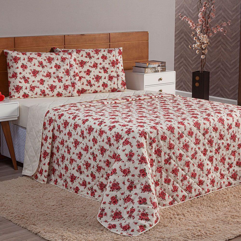 Cobre Leito Queen 1 Peça Esmeralda 100% Algodão Percal 150 Fios Cor:vermelho - 2