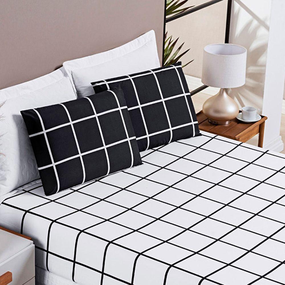 Jogo De Lençol Solteiro Square 2 Peças Preto - 2