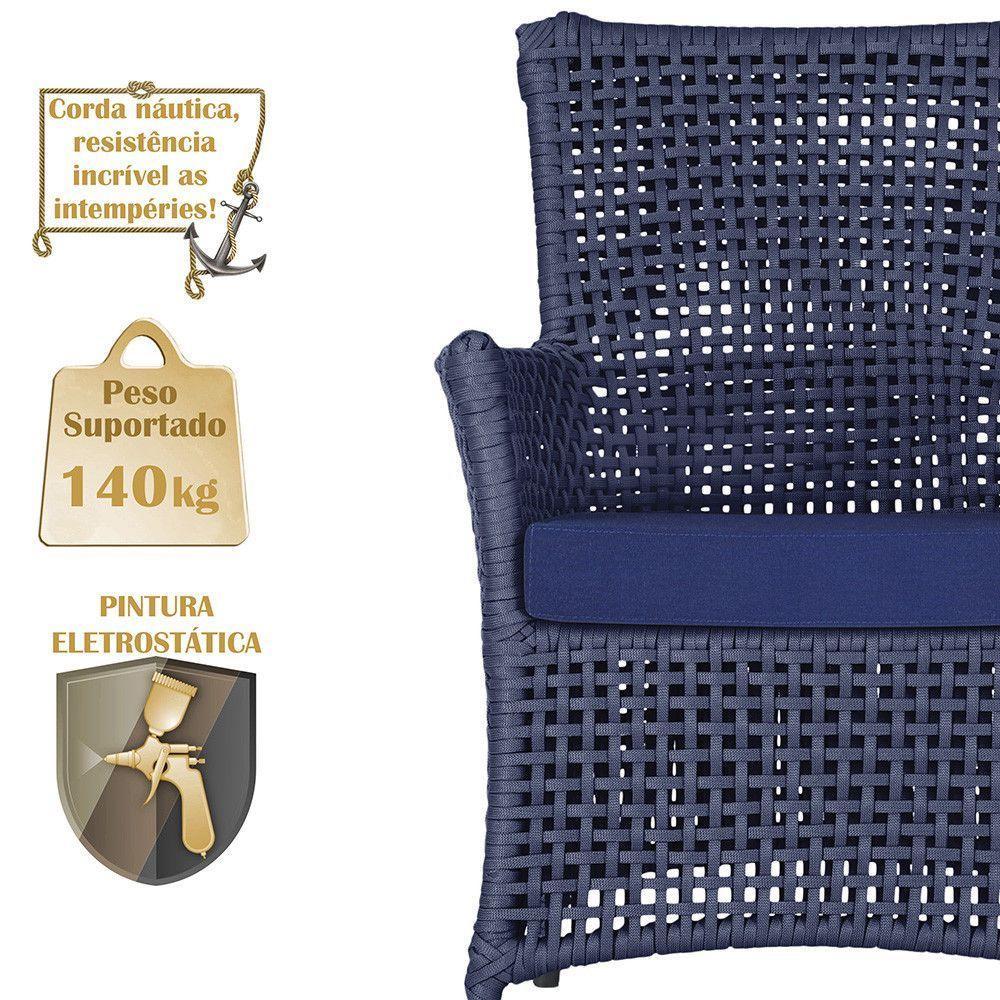 Poltronas Igapó Alumínio Pintura Preta Corda Náutica E10 Azul - 4