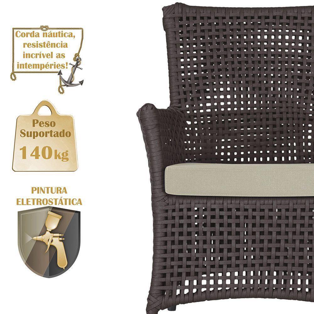 Poltronas Igapó Alumínio Pintura Preta Corda Náutica E7 Marrom - 4