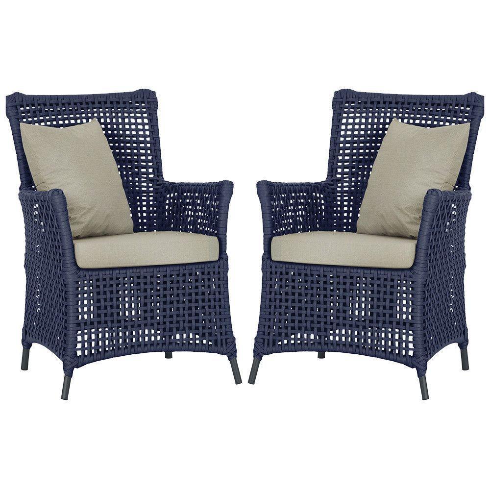 Poltronas Igapó Alumínio Pintura Preta Corda Náutica E7 Azul - 1