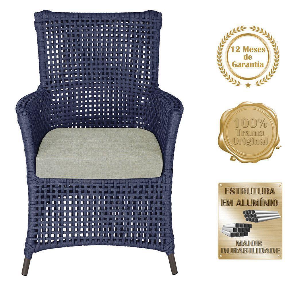 Poltronas Igapó Alumínio Pintura Marrom Corda Náutica E3 Azul - 5