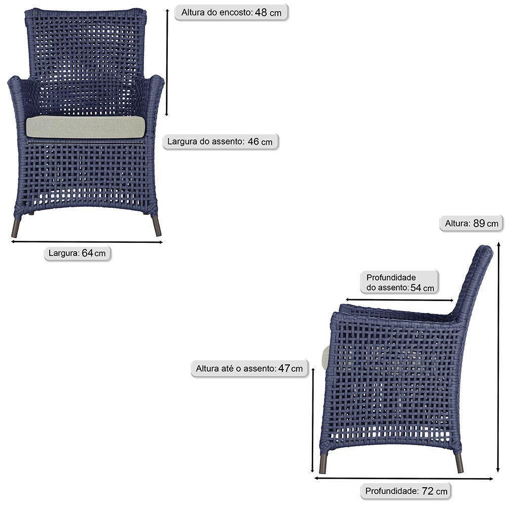 Poltronas Igapó Alumínio Pintura Marrom Corda Náutica E3 Azul - 6