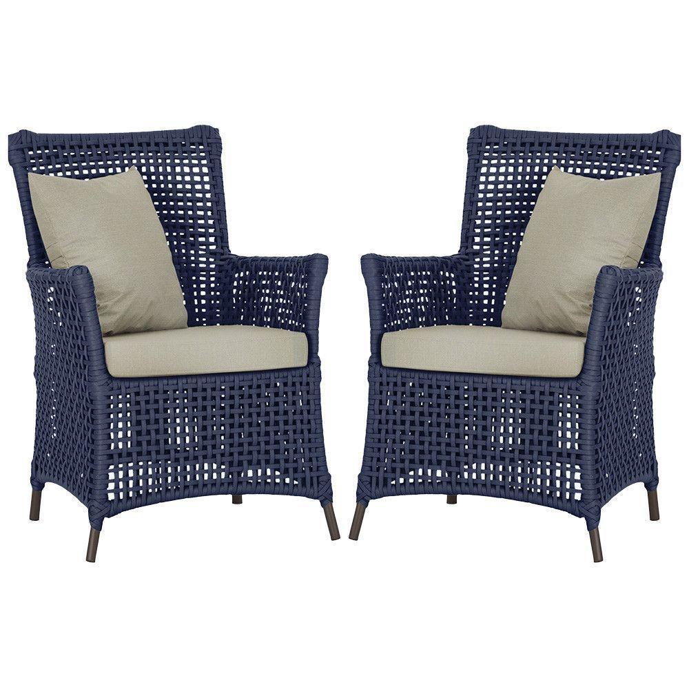 Poltronas Igapó Alumínio Pintura Marrom Corda Náutica E7 Azul - 1