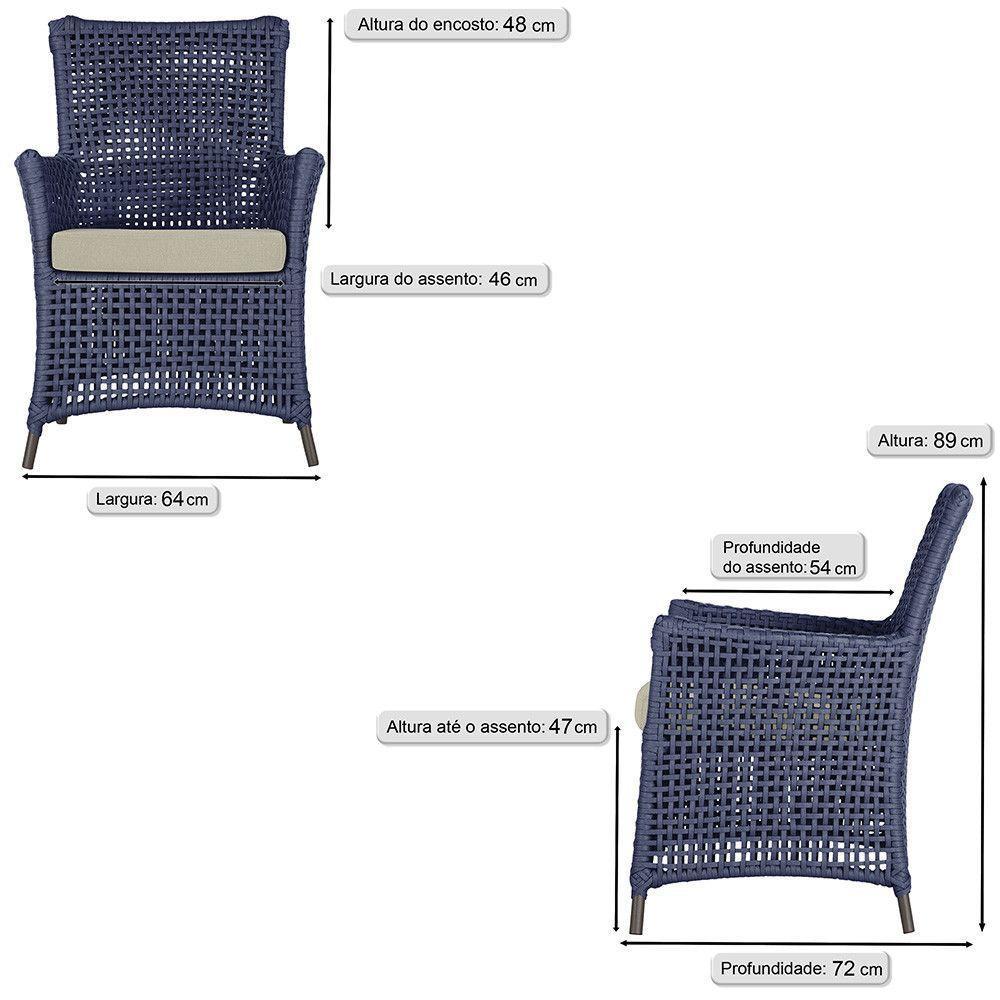 Poltronas Igapó Alumínio Pintura Marrom Corda Náutica E7 Azul - 6