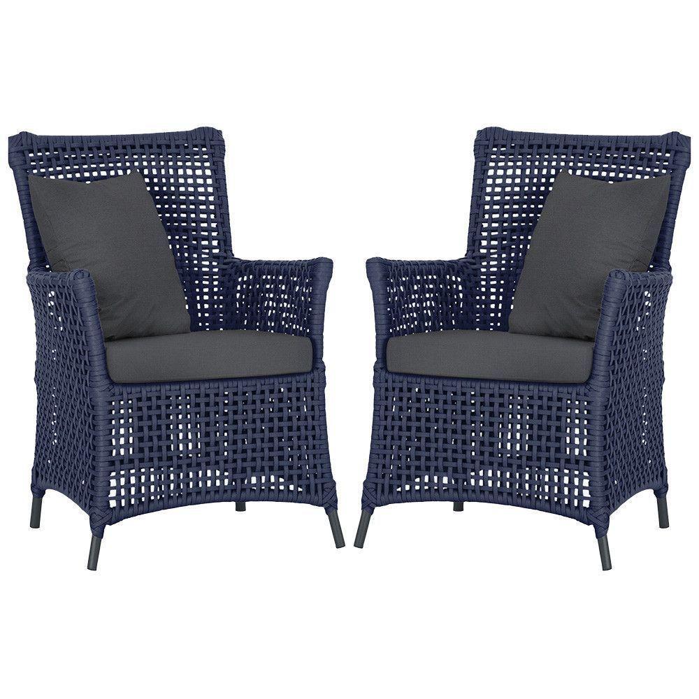 Poltronas Igapó Alumínio Pintura Preta Corda Náutica E11 Azul - 1