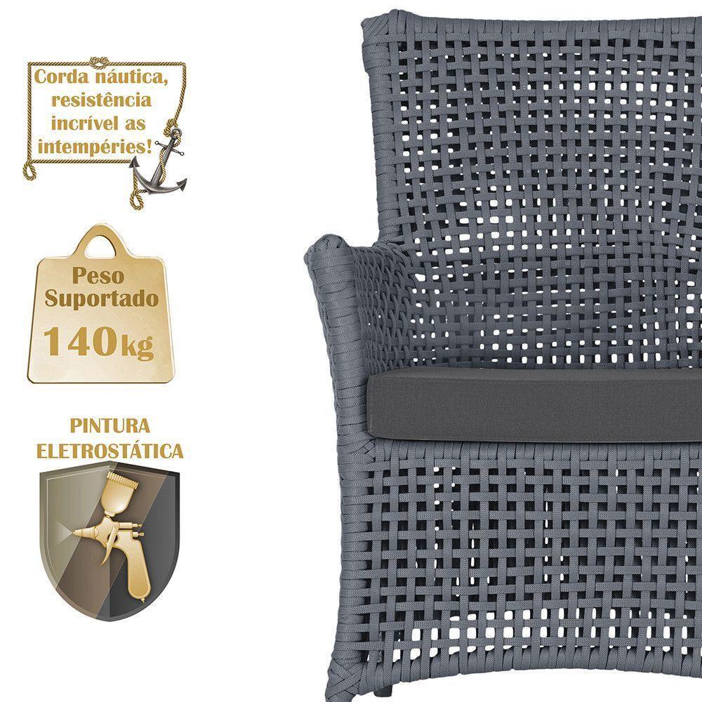 Poltronas Igapó Alumínio Pintura Preta Corda Náutica E11 Prata - 4