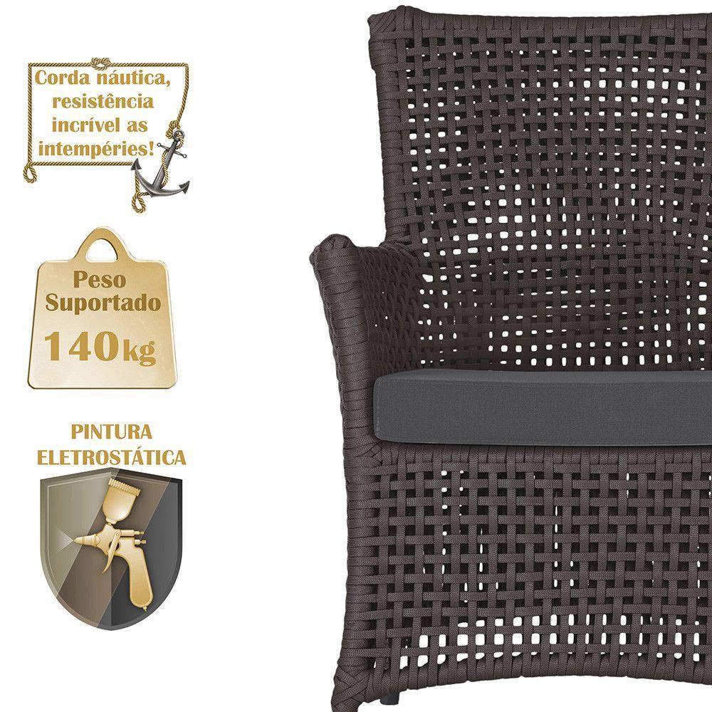Poltronas Igapó Alumínio Pintura Preta Corda Náutica E11 Marrom - 3