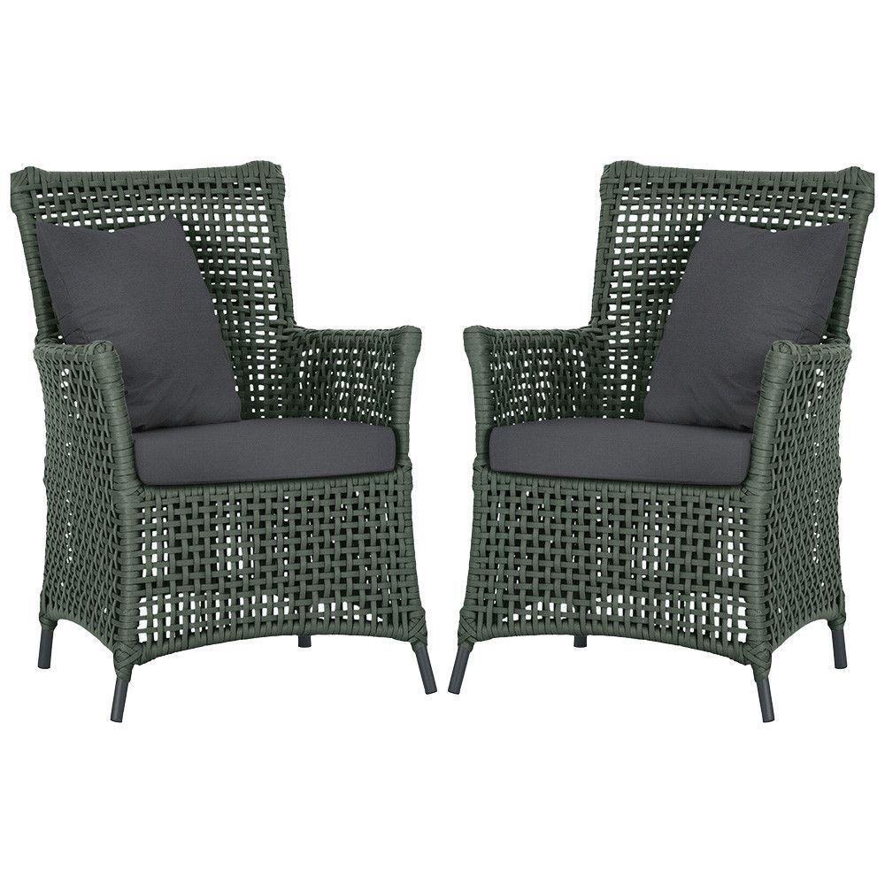 Poltronas Igapó Alumínio Pintura Preta Corda Náutica E11 Verde - 1