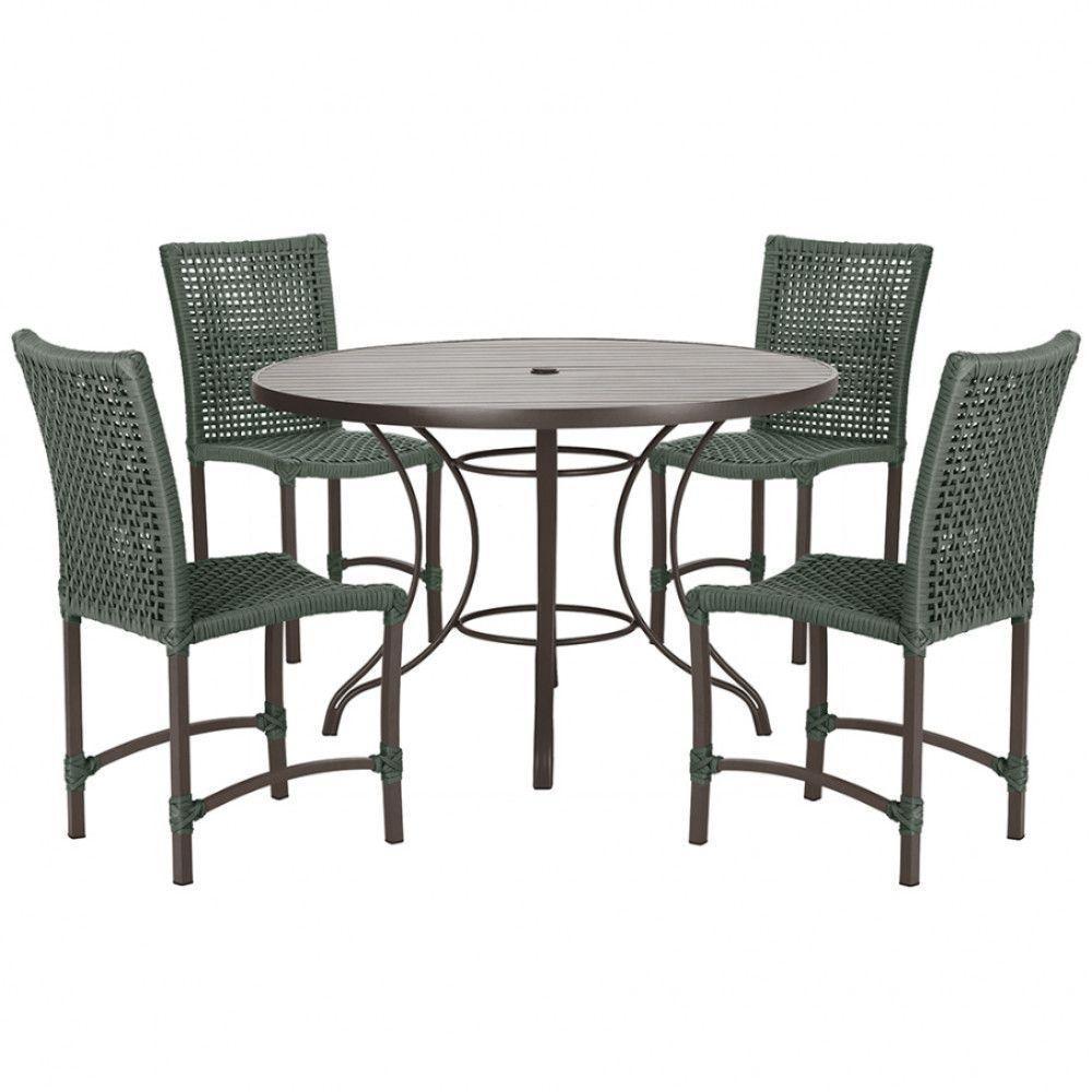 4 Cadeiras Corda Náutica E Mesa Tampo 1,00m Ripado Alumínio Verde - 1