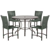 4 Cadeiras Corda Náutica E Mesa Tampo 1,00m Ripado Alumínio Verde - 1