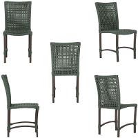 4 Cadeiras Corda Náutica E Mesa Tampo 1,00m Ripado Alumínio Verde - 2