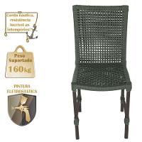 4 Cadeiras Corda Náutica E Mesa Tampo 1,00m Ripado Alumínio Verde - 3