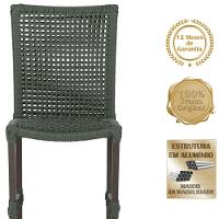 4 Cadeiras Corda Náutica E Mesa Tampo 1,00m Ripado Alumínio Verde