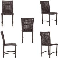 4 Cadeiras Corda Náutica E Mesa Tampo 1,00m Ripado Alumínio Marrom - 3