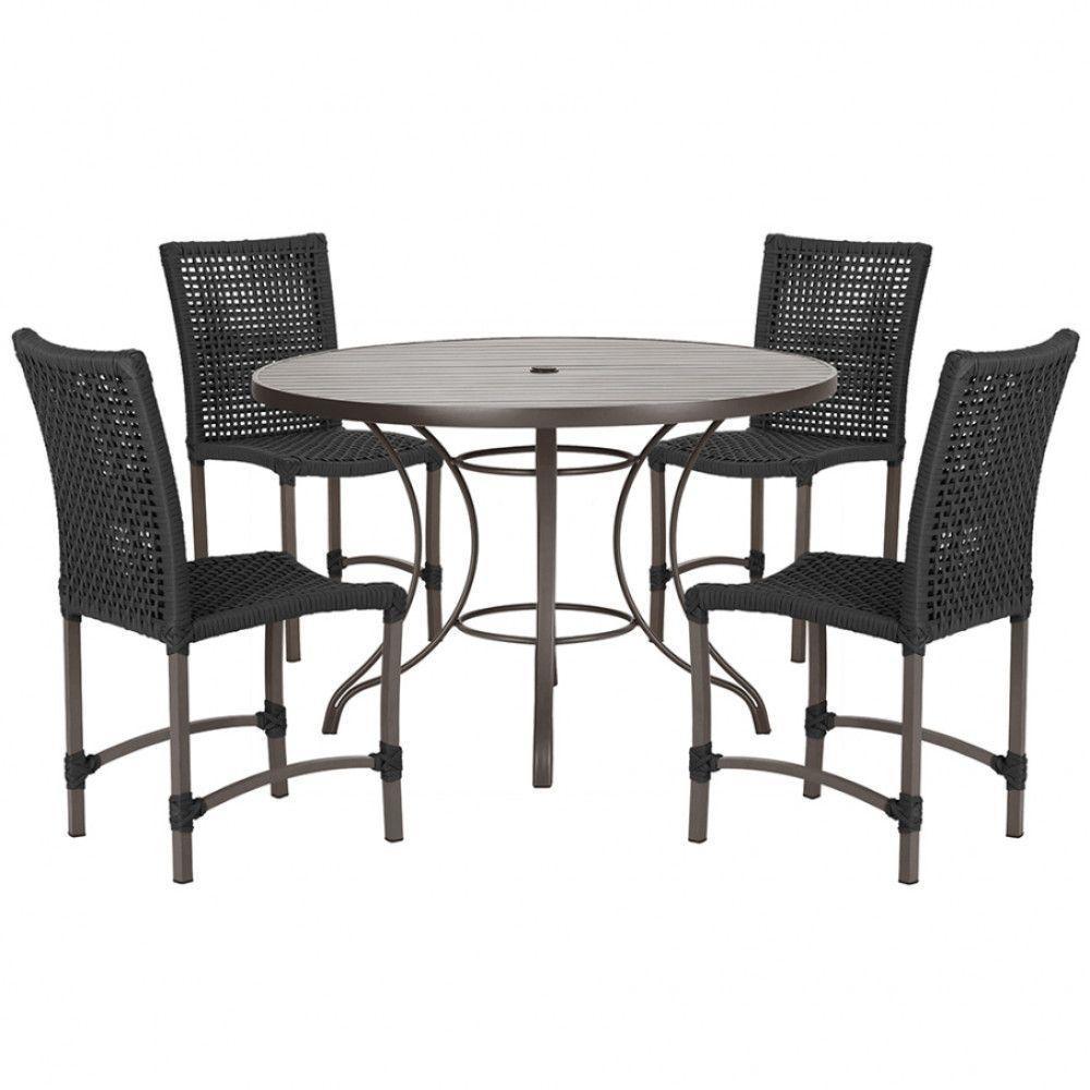 4 Cadeiras Corda Náutica E Mesa Tampo 1,00m Ripado Alumínio Preto - 1