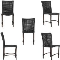 4 Cadeiras Corda Náutica E Mesa Tampo 1,00m Ripado Alumínio Preto - 3