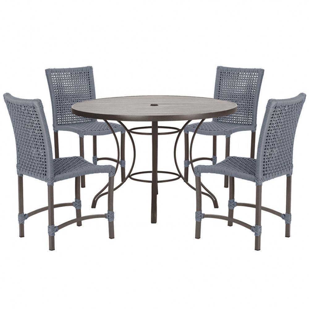 4 Cadeiras Corda Náutica E Mesa Tampo 1,00m Ripado Alumínio Prata - 1