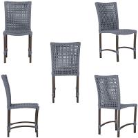 4 Cadeiras Corda Náutica E Mesa Tampo 1,00m Ripado Alumínio Prata - 3